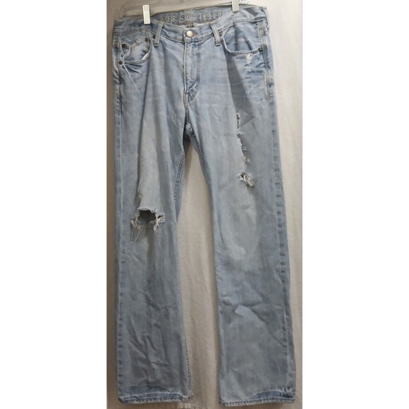 American Eagle Jeans Men's 33x32 Low Rise Boot Cut Distressed Denim Y2K Light - Picture 1 of 13